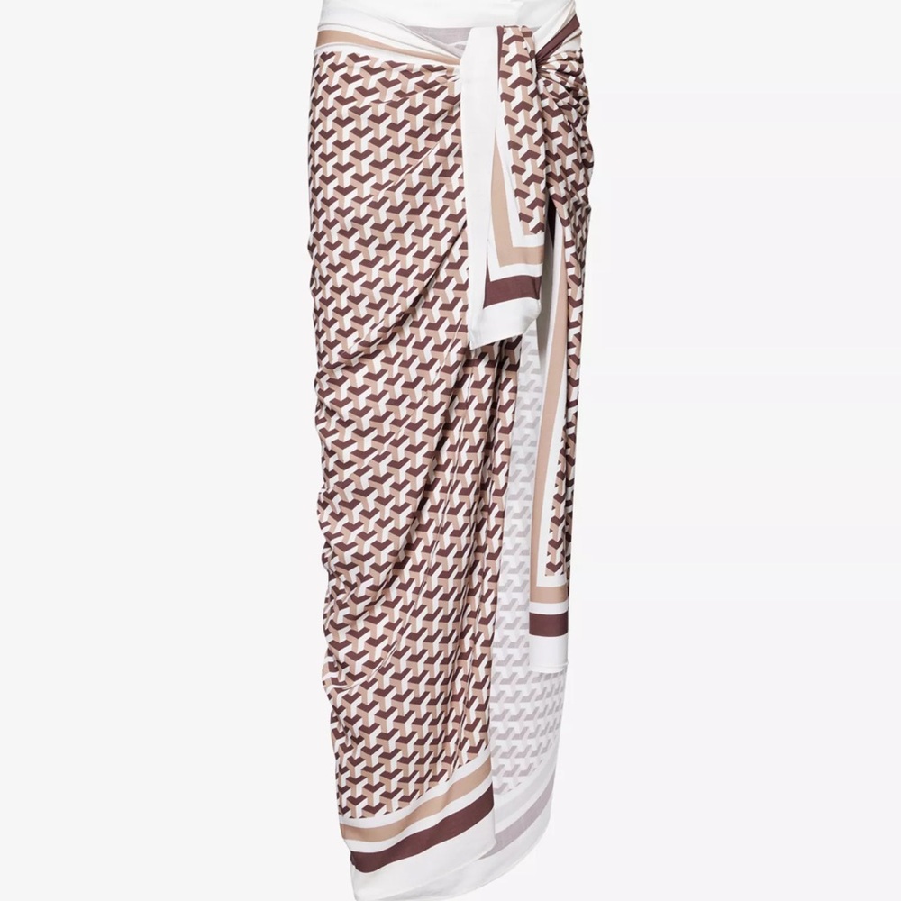 Monday Swimwear Brown & White Geometric Swim Sarong